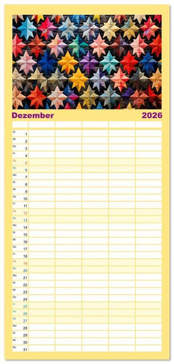 Produktbild: Familienplaner 2026 - Patchwork - Farben und Formen mit 5 Spalten (Wandkalender, 21 x 45 cm) CALVENDO
