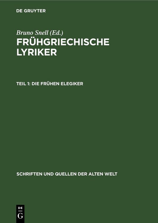 Produktbild: Die fr&uuml;hen Elegiker