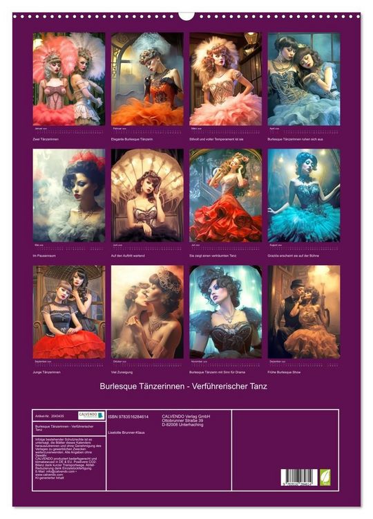 Produktbild: Burlesque T&auml;nzerinnen - Verf&uuml;hrerischer Tanz (Wandkalender 2026 DIN A2 hoch), CALVENDO Monatskalender