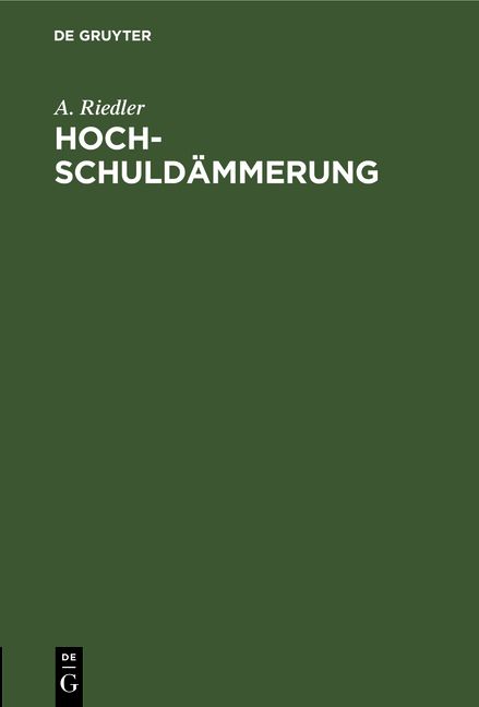 Produktbild: Hochschuld&auml;mmerung
