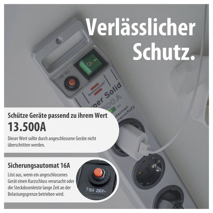 Produktbild: Brennenstuhl 1153340115 Steckdosenleiste mit Schalter 5fach Silber Schutzkontakt 1 St.