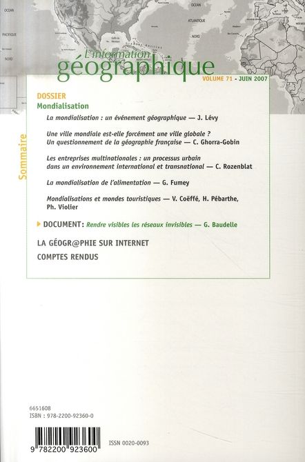 Produktbild: L'Information Geographique T.71; Mondialisation