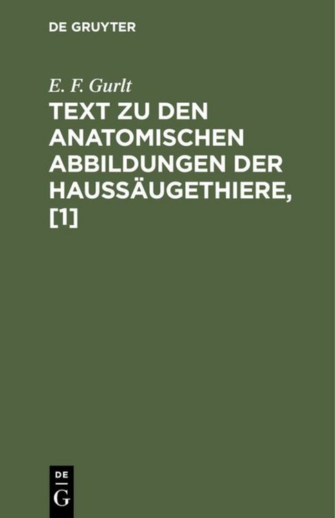 Produktbild: Text zu den anatomischen Abbildungen der Hauss&auml;ugethiere, [1]
