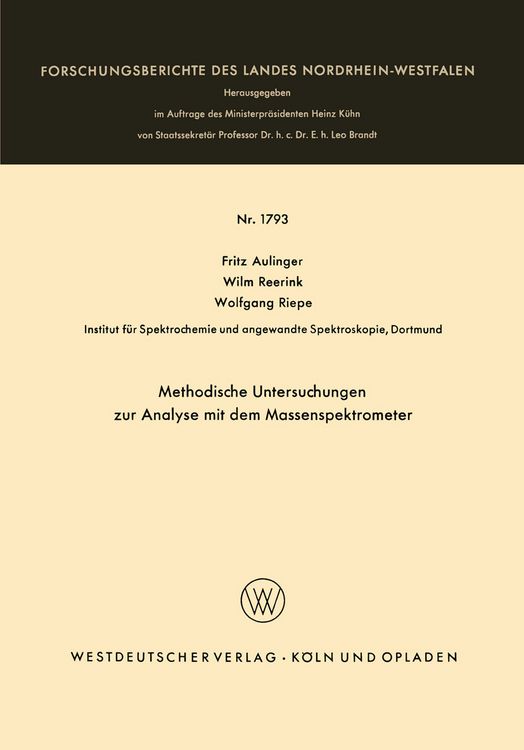 Produktbild: Methodische Untersuchungen zur Analyse mit dem Massenspektrometer