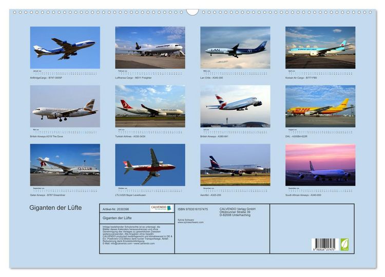Produktbild: Giganten der L&uuml;fte (Wandkalender 2026 DIN A2 quer), CALVENDO Monatskalender