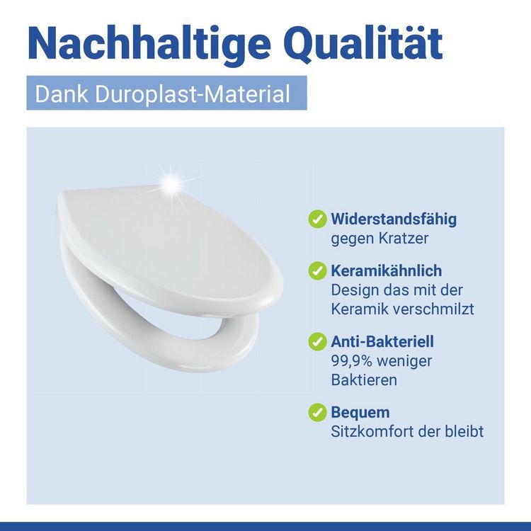 Produktbild: WC Sitz Mod. Gubbio Wei&szlig;, stabiler Toilettensitz mit Absenkautomatik