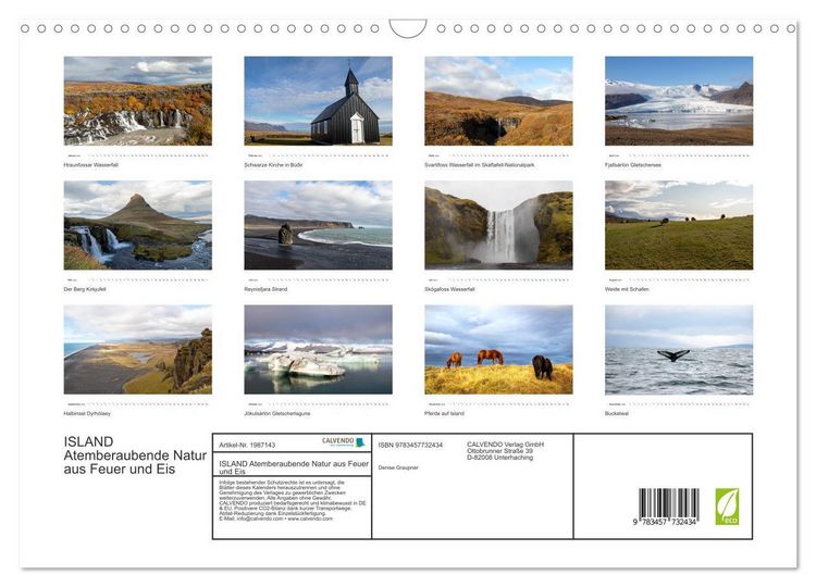Produktbild: ISLAND Atemberaubende Natur aus Feuer und Eis (Wandkalender 2026 DIN A3 quer), CALVENDO Monatskalender