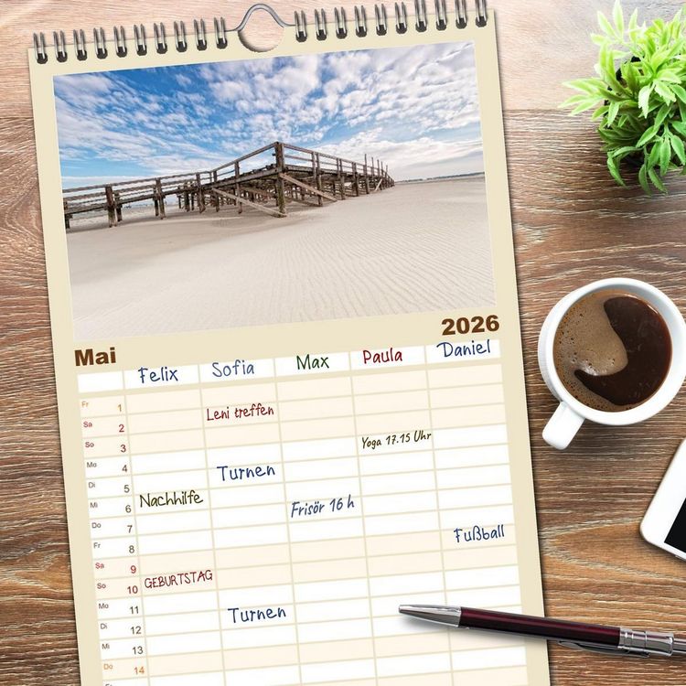Produktbild: Familienplaner 2026 - St. Peter-Ording mit 5 Spalten (Wandkalender, 21 x 45 cm) CALVENDO