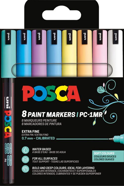 Produktbild: uni POSCA Marker PC-1MR 0,7mm Soft Col 8 St&uuml;ck