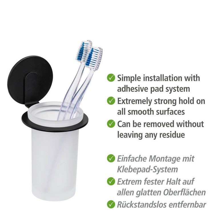 Produktbild: Turbo-Loc&reg; Zahnputzbecher Mod. Bivio Black matt, aus satiniertem Glas