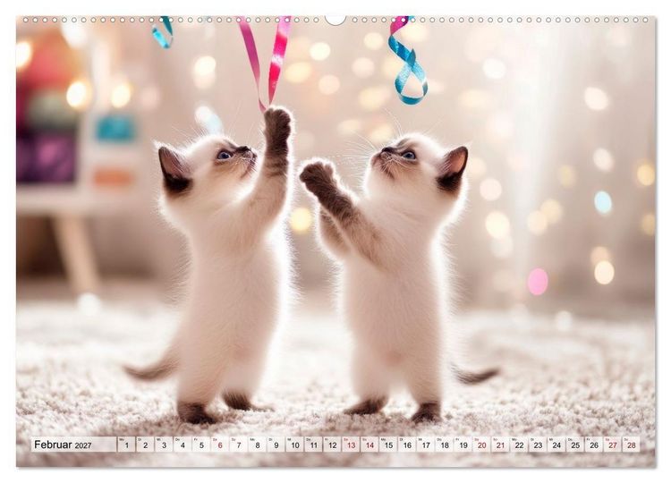 Produktbild: Kleine K&auml;tzchen - Ein Jahr voller Samtpfotenzauber (Wandkalender 2027 DIN A2 quer), CALVENDO Monatskalender