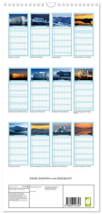 Produktbild: Familienplaner 2026 - EISIGE GIGANTEN in der DISKOBUCHT mit 5 Spalten (Wandkalender, 21 x 45 cm) CALVENDO