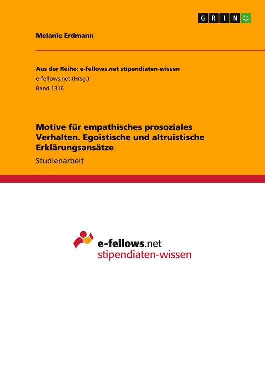 Produktbild: Motive f&uuml;r empathisches prosoziales Verhalten. Egoistische und altruistische Erkl&auml;rungsans&auml;tze