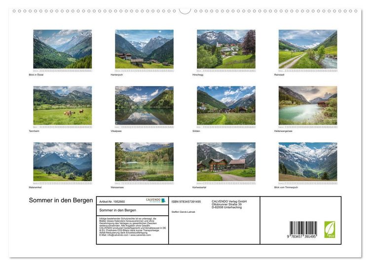 Produktbild: Sommer in den Bergen (hochwertiger Premium Wandkalender 2026 DIN A2 quer), Kunstdruck in Hochglanz