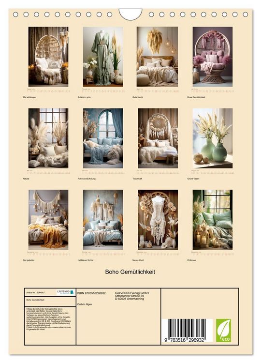 Produktbild: Boho Gem&uuml;tlichkeit (Wandkalender 2026 DIN A4 hoch), CALVENDO Monatskalender