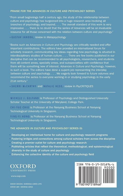 Produktbild: Handbook of Advances in Culture and Psychology, Volume 5