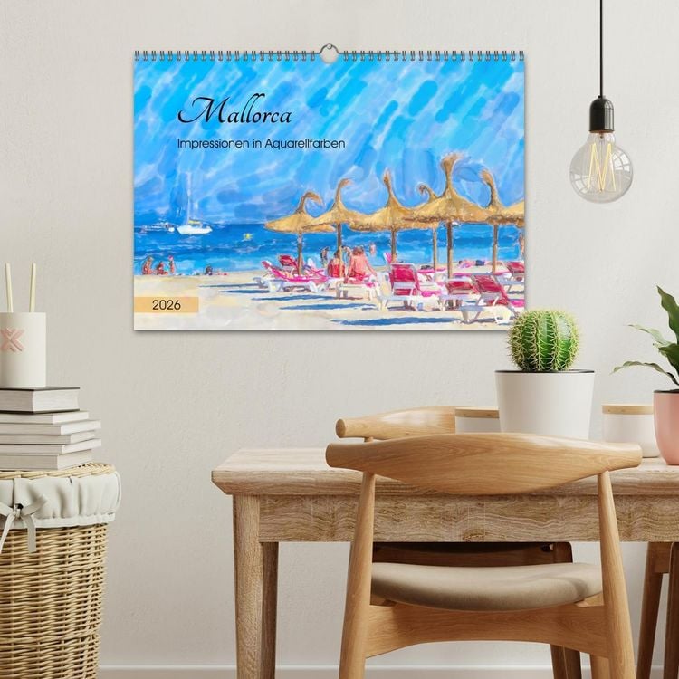 Produktbild: Mallorca - Impressionen in Aquarellfarben (Wandkalender 2026 DIN A3 quer), CALVENDO Monatskalender