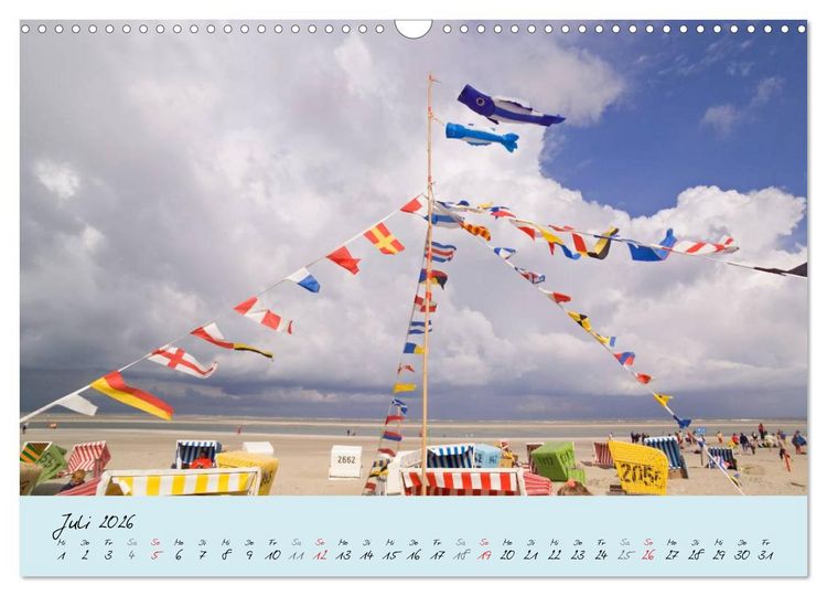 Produktbild: Nordsee &ndash; D&uuml;nen, Sand, Wasser und Wolken (Wandkalender 2026 DIN A3 quer), CALVENDO Monatskalender