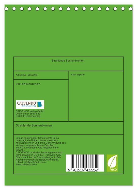 Produktbild: Strahlende Sonnenblumen (Tischkalender 2026 DIN A5 hoch), CALVENDO Monatskalender