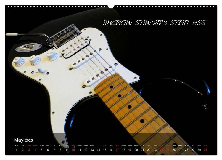 Produktbild: ROCK GUITARS put into the spotlight (High Quality Premium Wall Calendar 2026 DIN A2 landscape),CALVENDO 12 Month Wall Calendar