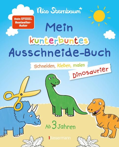 Produktbild: Mein kunterbuntes Ausschneidebuch - Dinosaurier. Schneiden, kleben, malen f&uuml;r Kinder ab 3 Jahren. Mit Scherenf&uuml;hrerschein
