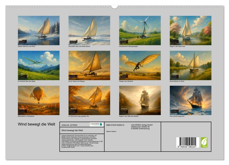 Produktbild: Wind bewegt die Welt (hochwertiger Premium Wandkalender 2026 DIN A2 quer), Kunstdruck in Hochglanz