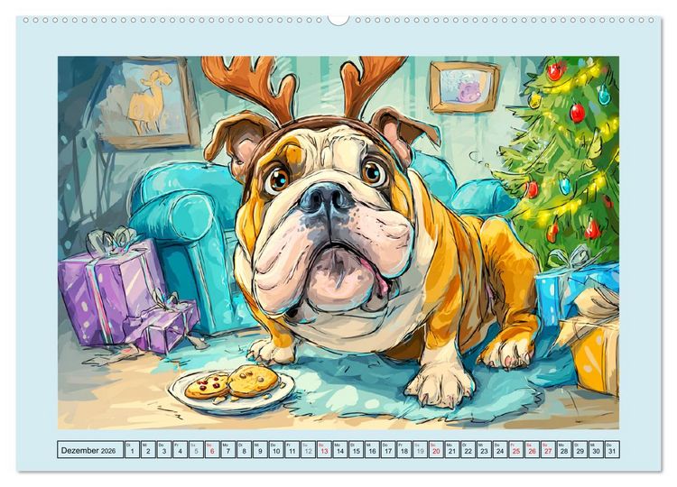 Produktbild: Bulldoggen. Lustige Cartoons von beliebten Charakterk&ouml;pfen (Wandkalender 2026 DIN A2 quer), CALVENDO Monatskalender