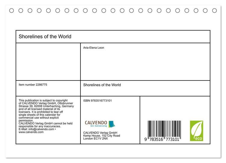 Produktbild: Shorelines of the World (Desk Calendar 2027 DIN A5 landscape), CALVENDO 12 Month DeskCalendar