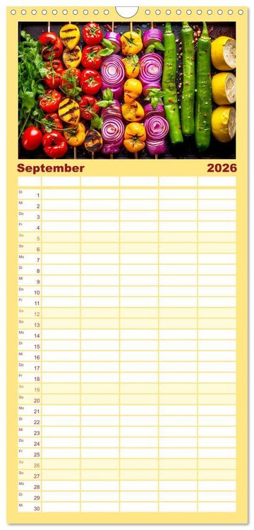 Produktbild: Familienplaner 2026 - BBQ Feuerzauber - Grillkalender mit 5 Spalten (Wandkalender, 21 x 45 cm) CALVENDO
