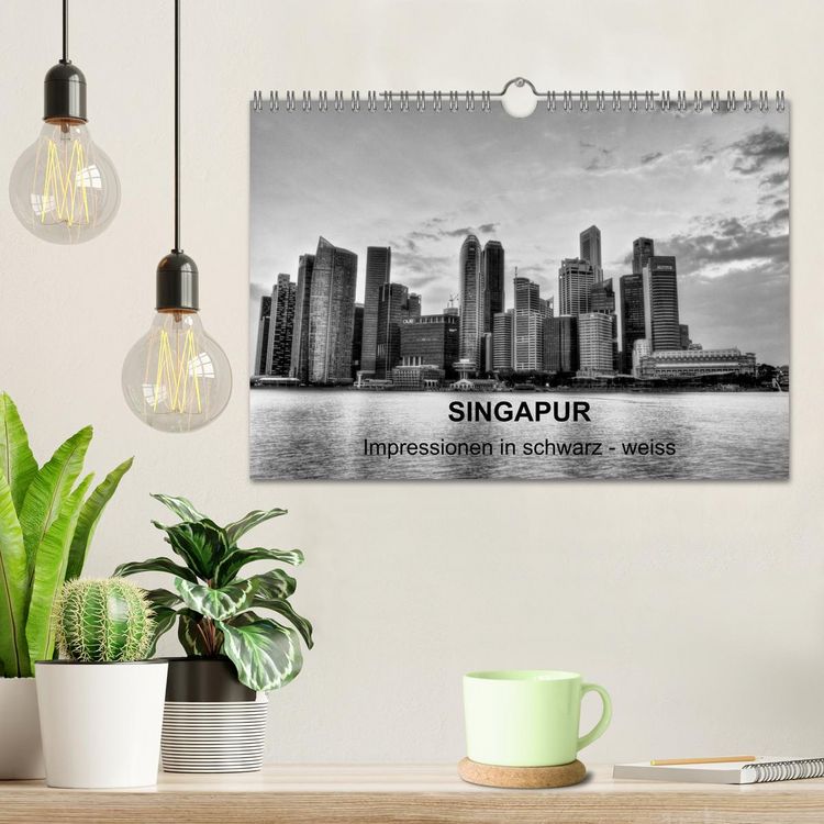 Produktbild: Singapur - Impressionen in schwarz - weiss (Wandkalender 2026 DIN A4 quer), CALVENDO Monatskalender