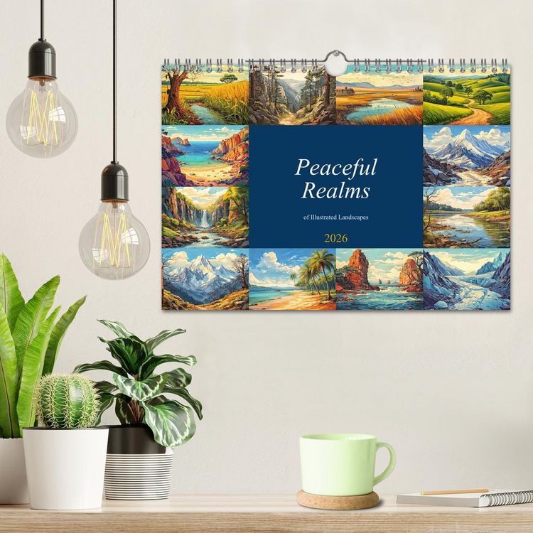 Produktbild: Peaceful Realms of Illustrated Landscapes (Wall Calendar 2026 DIN A4 landscape), CALVENDO 12 Month Wall Calendar