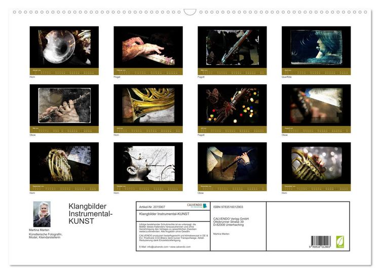 Produktbild: Klangbilder Instrumental-KUNST (Wandkalender 2026 DIN A2 quer), CALVENDO Monatskalender