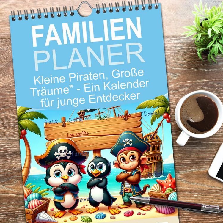 Produktbild: Familienplaner 2026 - Kleine Piraten, Gro&szlig;e Tr&auml;ume" - Ein Kalender f&uuml;r junge Entdecker mit 5 Spalten (Wandkalender, 21 x 45 cm) CALVENDO