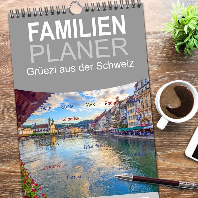 Produktbild: Familienplaner 2026 - Gr&uuml;ezi aus der Schweiz mit 5 Spalten (Wandkalender, 21 x 45 cm) CALVENDO