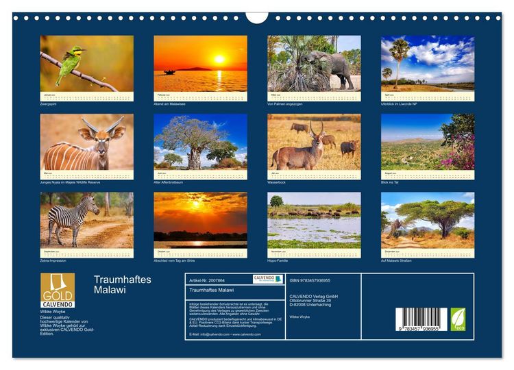 Produktbild: Traumhaftes Malawi (Wandkalender 2026 DIN A3 quer), CALVENDO Monatskalender