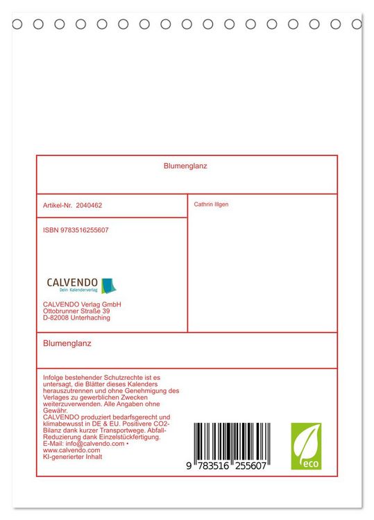 Produktbild: Blumenglanz (Tischkalender 2026 DIN A5 hoch), CALVENDO Monatskalender