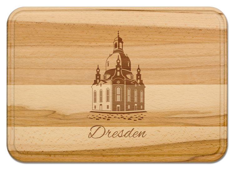 Produktbild: Buchenholz Schneidebrett 35x25cm, Motiv Dresden