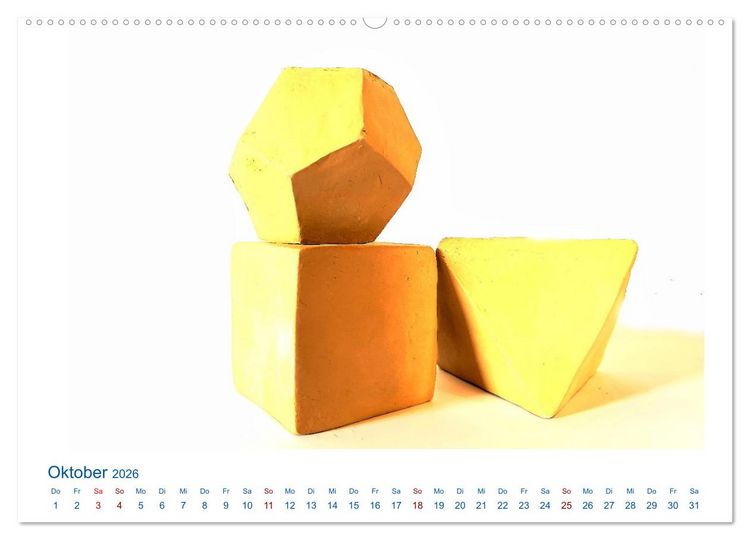 Produktbild: Formvollendete Symmetrie - Die platonischen K&ouml;rper modelliert mit Ton (Wandkalender 2026 DIN A2 quer), CALVENDO Monatskalender