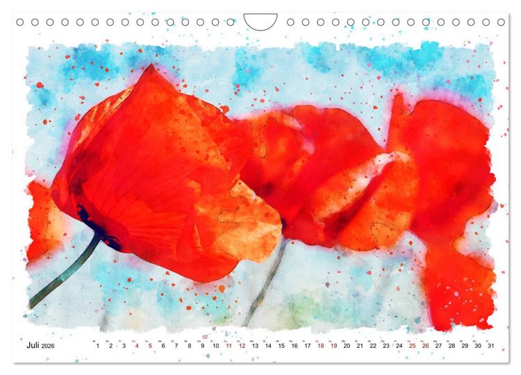 Produktbild: Mohnbl&uuml;ten in Aquarell (Wandkalender 2026 DIN A4 quer), CALVENDO Monatskalender