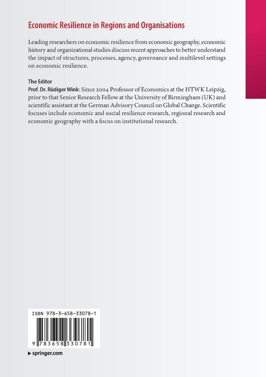 Produktbild: Economic Resilience in Regions and Organisations