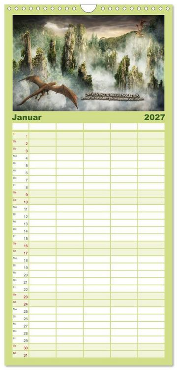 Produktbild: Familienplaner 2027 - Wo die wilden Drachen wohnen mit 5 Spalten (Wandkalender, 21 x 45 cm) CALVENDO