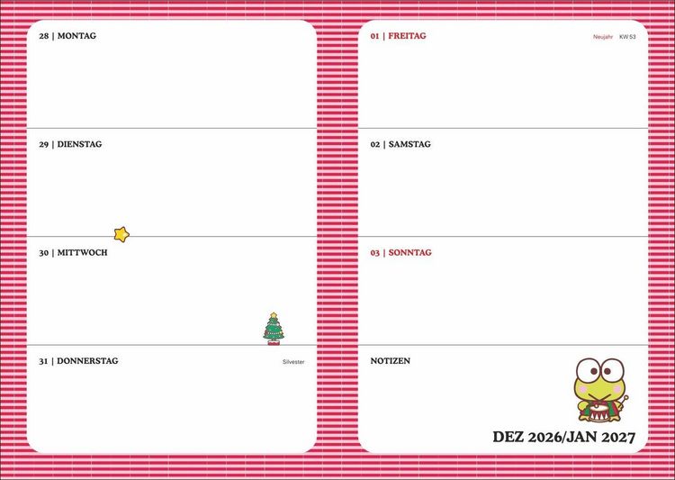 Produktbild: Hello Kitty 17-Monats-Kalenderbuch A5 2027 - 17 Monate. Von August 2026 bis Dezember 2027