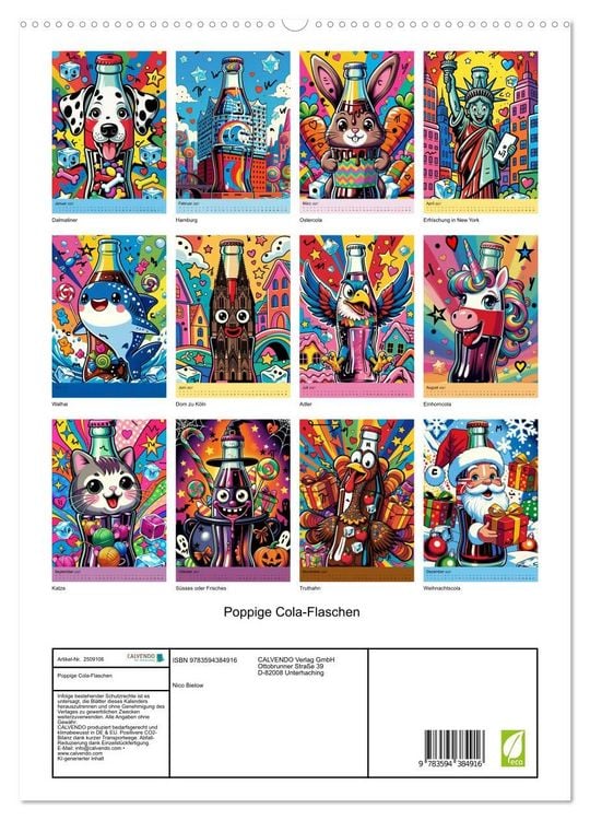 Produktbild: Poppige Cola-Flaschen (hochwertiger Premium Wandkalender 2027 DIN A2 hoch), Kunstdruck in Hochglanz