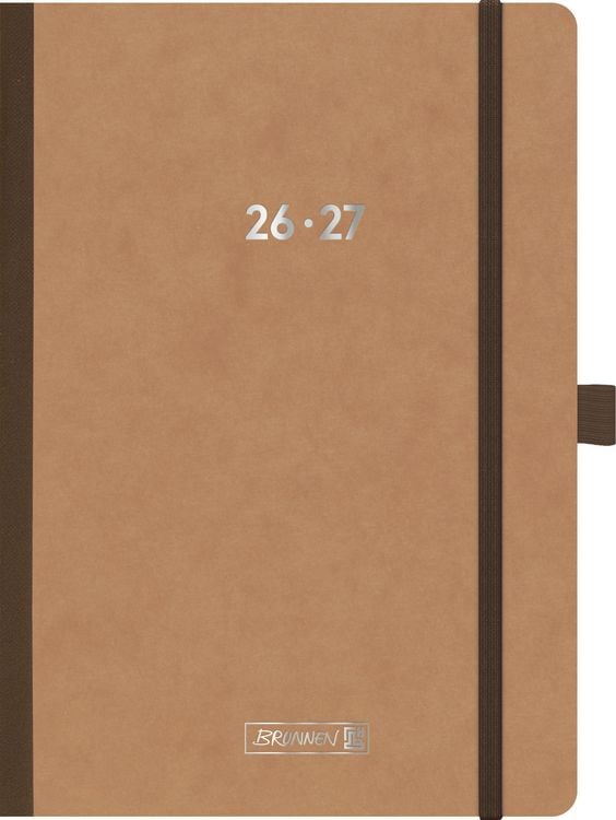 Produktbild: Sch&uuml;lerkalender 2026/2027 "Pressspan braun" FACT!plus | A5, Karton