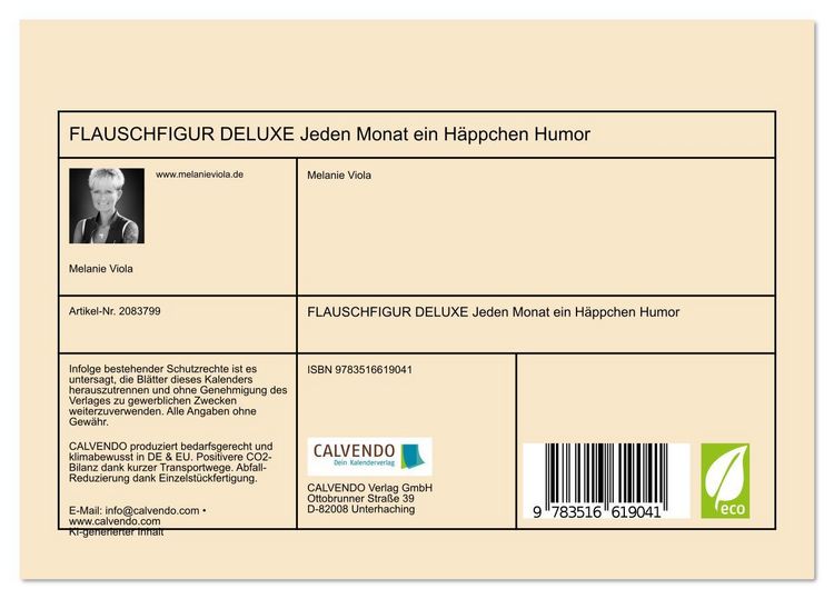 Produktbild: FLAUSCHFIGUR DELUXE Jeden Monat ein H&auml;ppchen Humor (Tischkalender 2026 DIN A5 quer), CALVENDO Monatskalender