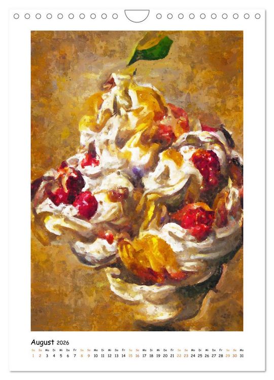 Produktbild: Eisbecher-Tr&auml;ume - Kunstvoll gemalte Eiskreationen in Acryl (Wandkalender 2026 DIN A4 hoch), CALVENDO Monatskalender