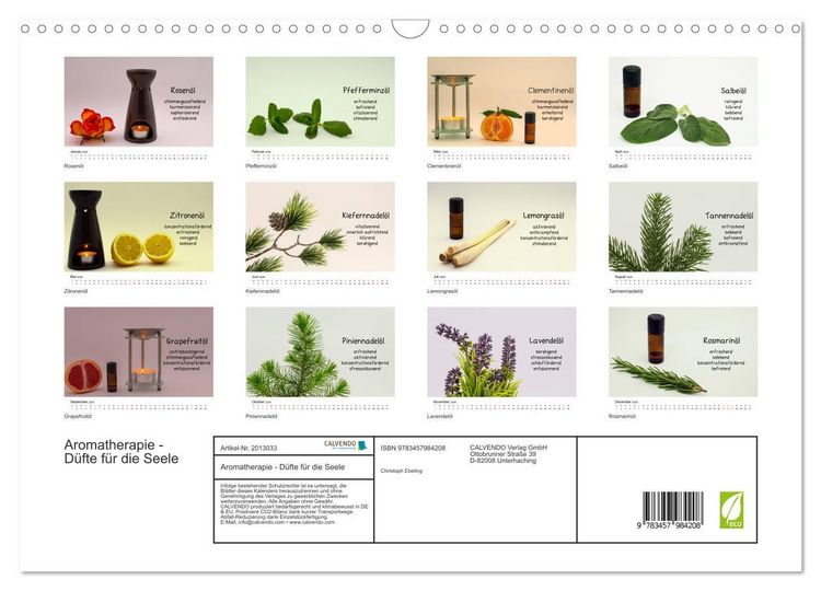 Produktbild: Aromatherapie - D&uuml;fte f&uuml;r die Seele (Wandkalender 2026 DIN A3 quer), CALVENDO Monatskalender