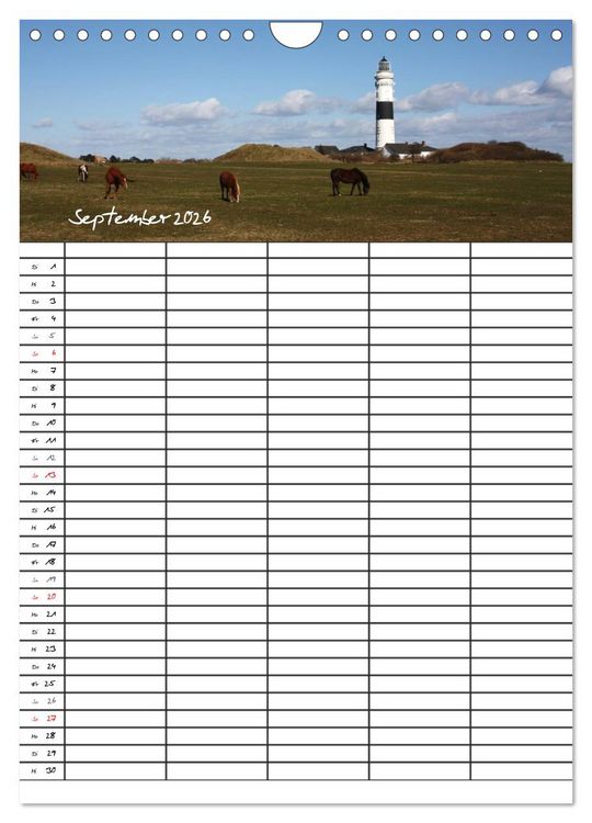 Produktbild: Familienplaner - Sylt (Wandkalender 2026 DIN A4 hoch), CALVENDO Monatskalender