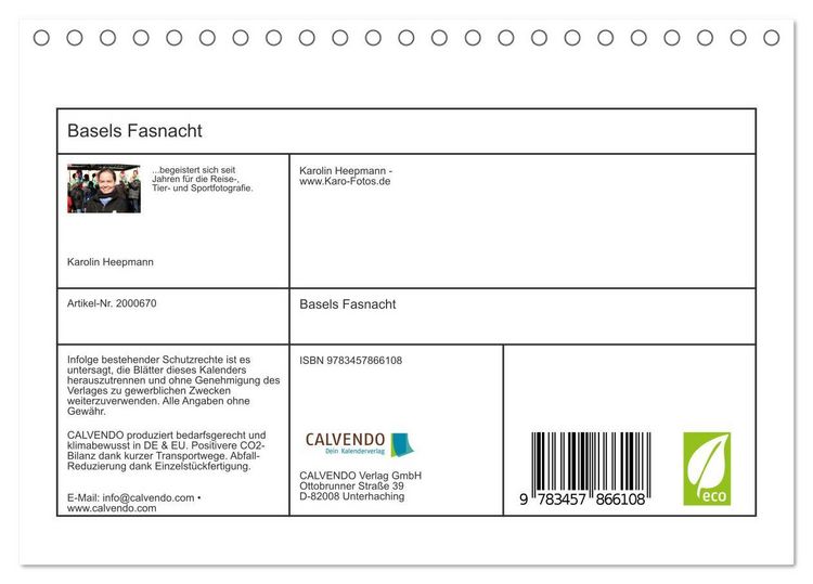 Produktbild: Basels Fasnacht (Tischkalender 2026 DIN A5 quer), CALVENDO Monatskalender