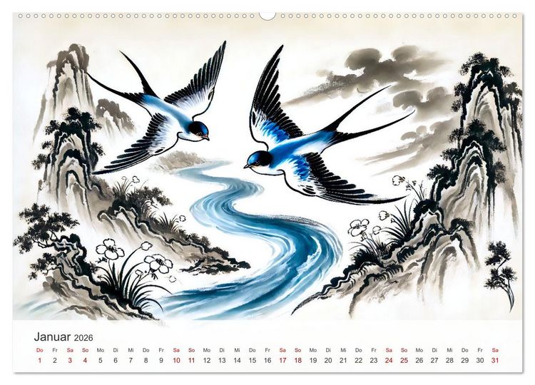 Produktbild: Das Leben der Schwalben - Getragen von Wind und Freiheit (Wandkalender 2026 DIN A2 quer), CALVENDO Monatskalender
